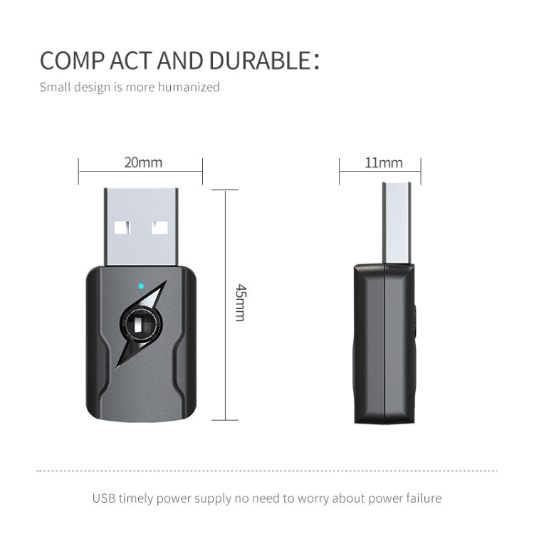 5.0 藍牙發射器 AUX 接收器 USB 雙輸出電腦音頻轉接器，M136