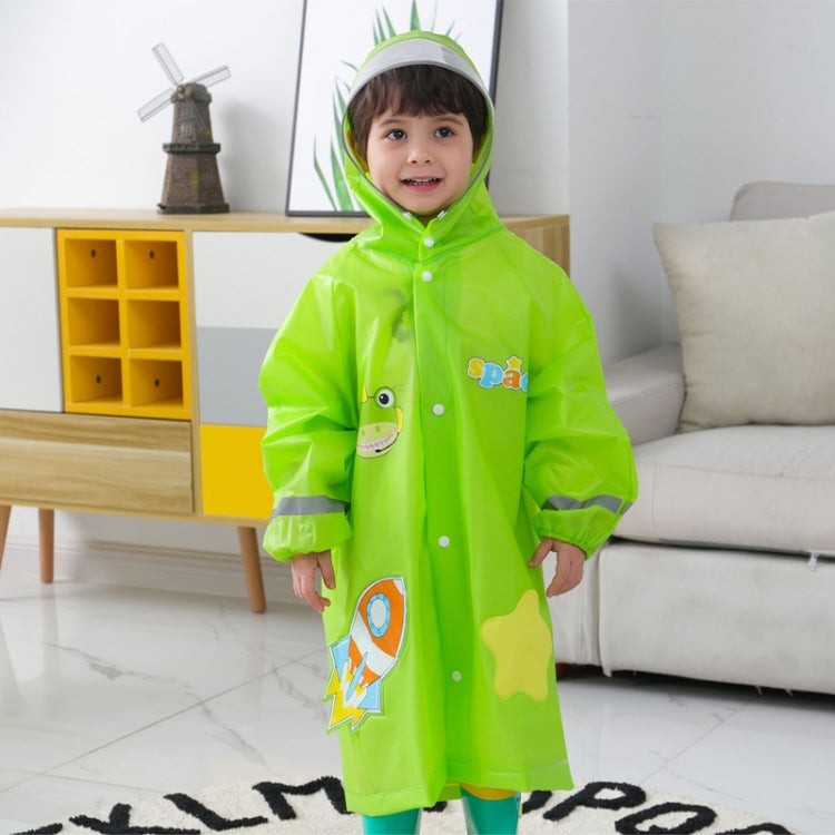 大帽簷卡通印花兒童雨衣附書包座椅，S、M、L、XL、XXL