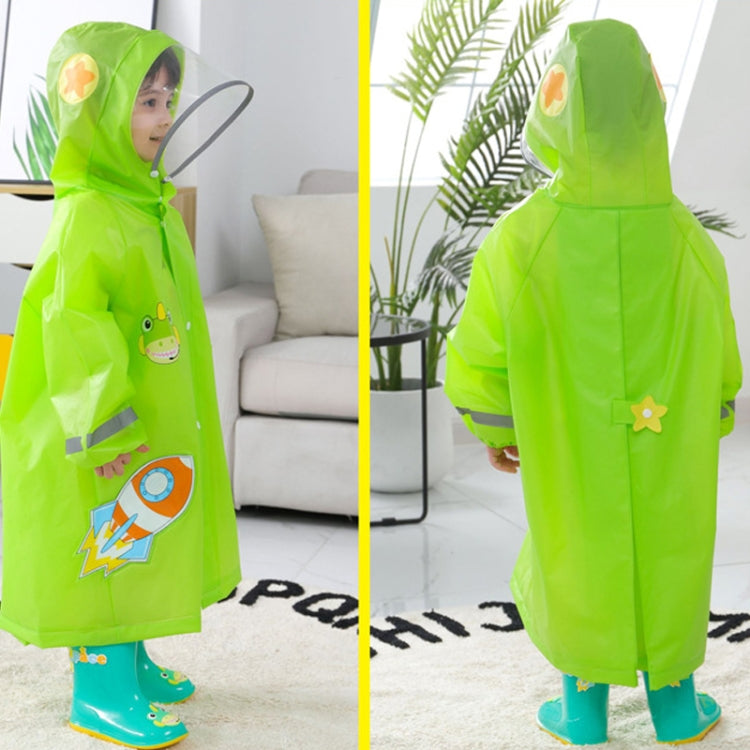 大帽簷卡通印花兒童雨衣附書包座椅，S、M、L、XL、XXL