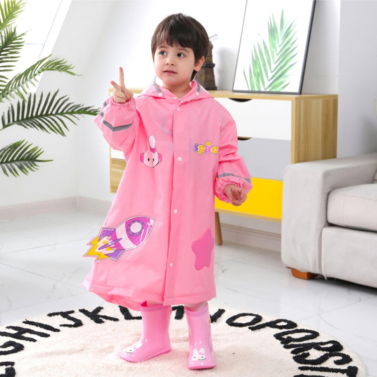 大帽簷卡通印花兒童雨衣附書包座椅，S、M、L、XL、XXL
