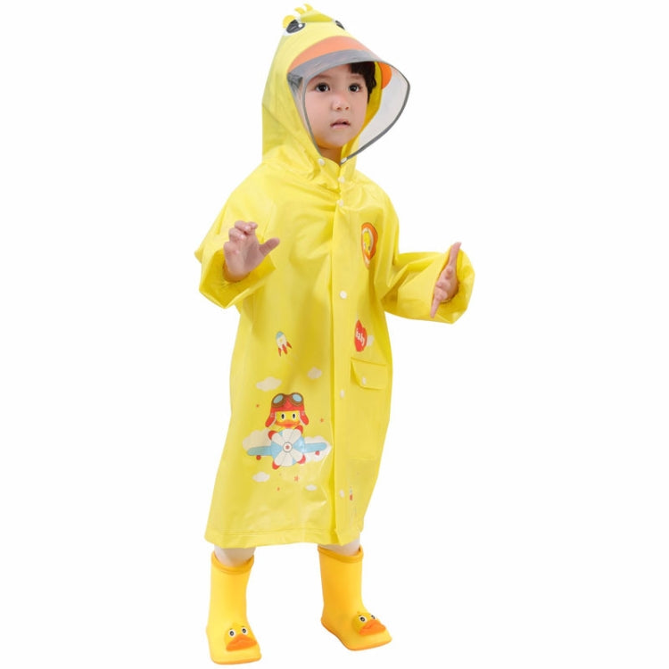 大帽簷卡通印花兒童雨衣附書包座椅，S、M、L、XL、XXL