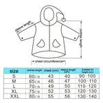 大帽簷卡通印花兒童雨衣附書包座椅，S、M、L、XL、XXL