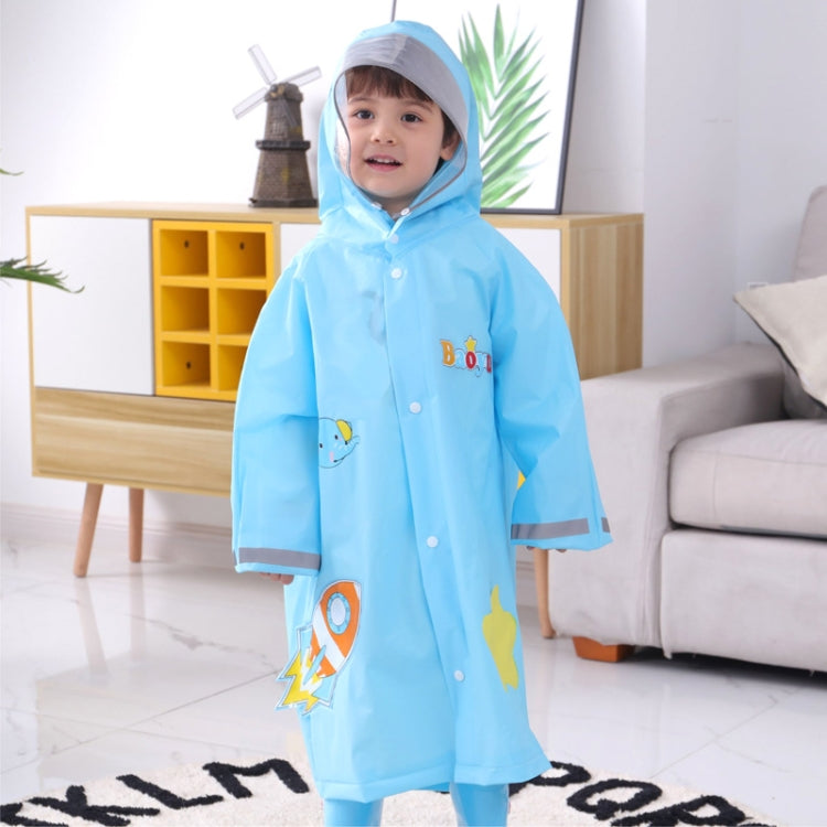 大帽簷卡通印花兒童雨衣附書包座椅，S、M、L、XL、XXL