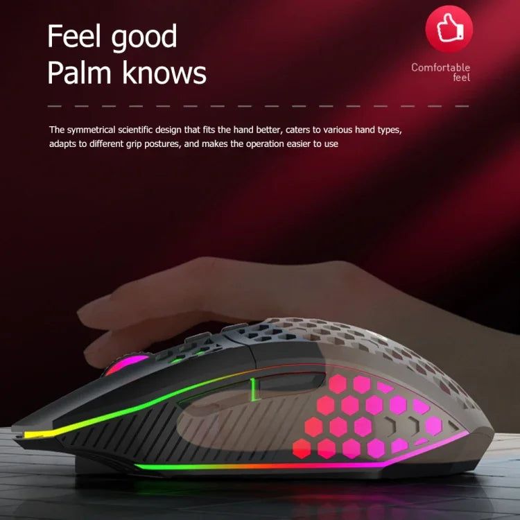 FMOUSE X801 8 鍵 1600DPI 中空發光遊戲辦公滑鼠，款式：黑色無線可充電，白色無線可充電，黑色有線，白色有線