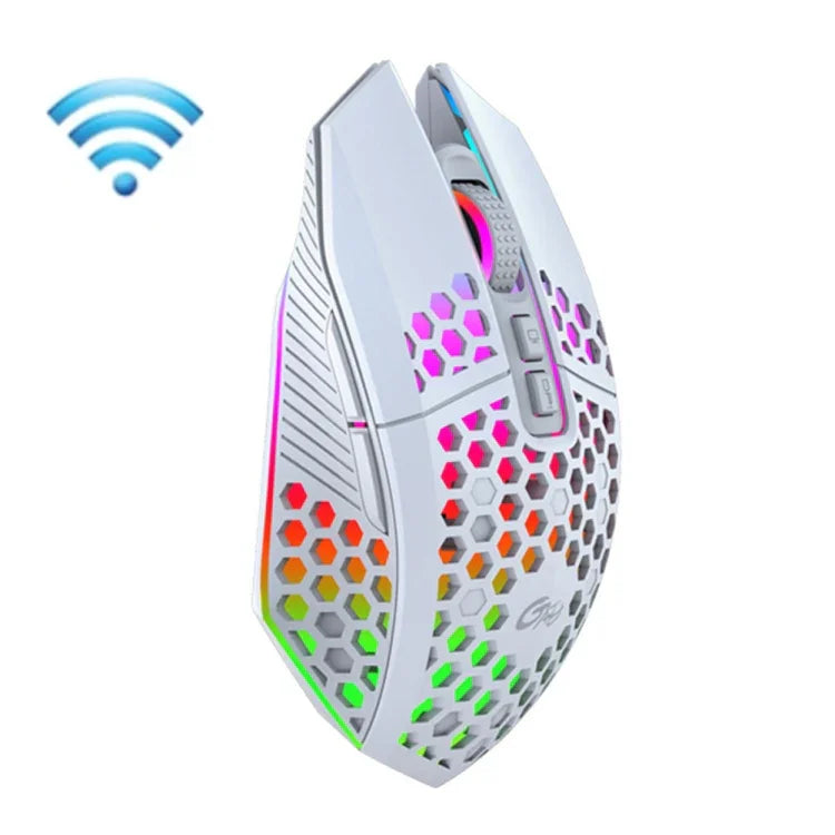 FMOUSE X801 8 鍵 1600DPI 中空發光遊戲辦公滑鼠，款式：黑色無線可充電，白色無線可充電，黑色有線，白色有線