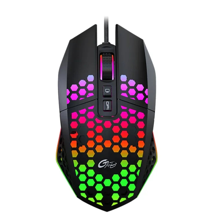 FMOUSE X801 8 鍵 1600DPI 中空發光遊戲辦公滑鼠，款式：黑色無線可充電，白色無線可充電，黑色有線，白色有線