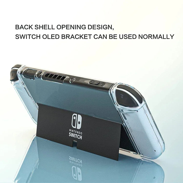 遊戲主機水晶殼遙感搖桿帽鋼化膜收納包套裝，適用於Switch OLED主機，收納包+水晶殼+搖桿帽x6+鋼化膜，白色收納包14合1（手繩），白色收納包16合1