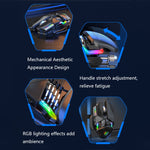 Taijia P3 6 Keys RGB Lighting Adjustable Wired Mouse, Black, White