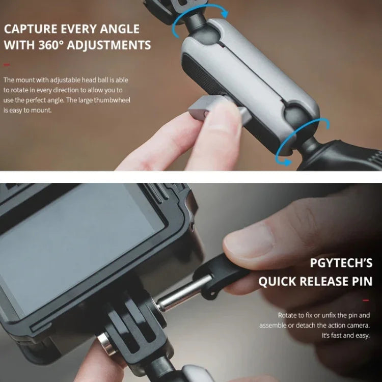 PGYTECH 運動相機把手車把安裝座，適用 Insta360 ONE / ONE R / OSMO Action / GoPro