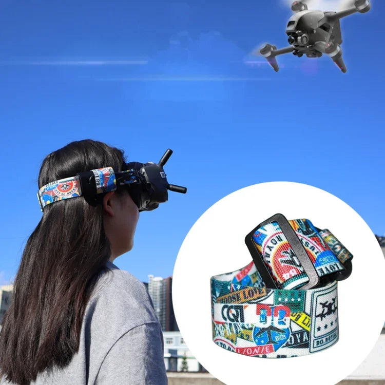 飛行攝影眼鏡塗鴉色頭帶固定帶，適用於 DJI FPV Goggles V2，帶子，帶子+電源線，帶子+電源線+墊片