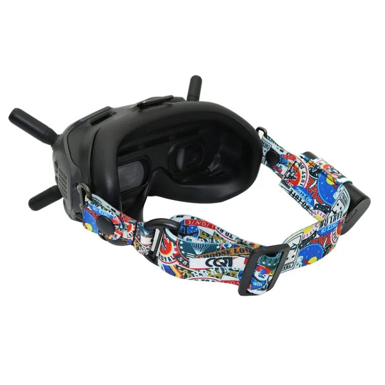 飛行攝影眼鏡塗鴉色頭帶固定帶，適用於 DJI FPV Goggles V2，帶子，帶子+電源線，帶子+電源線+墊片