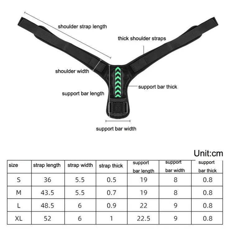 防駝開肩胸部姿勢矯正帶，S，M，L，XL