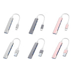4 合 1 迷你多功能擴充擴充座，規格：Type-C/USB-C 3.0（銀色）、Type-C/USB-C 3.0（銀色）、Type-C/USB-C 3.0（灰色）、Type-C/USB-C 3.0（粉色）、USB 3.0（銀色）、USB 3.0（灰色）、USB 3.0（粉色）