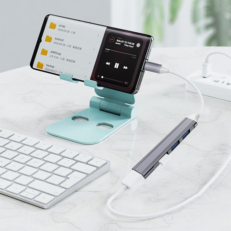 4 合 1 迷你多功能擴充擴充座，規格：Type-C/USB-C 3.0（銀色）、Type-C/USB-C 3.0（銀色）、Type-C/USB-C 3.0（灰色）、Type-C/USB-C 3.0（粉色）、USB 3.0（銀色）、USB 3.0（灰色）、USB 3.0（粉色）