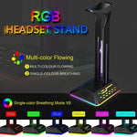 雙USB RGB變色遊戲耳機架