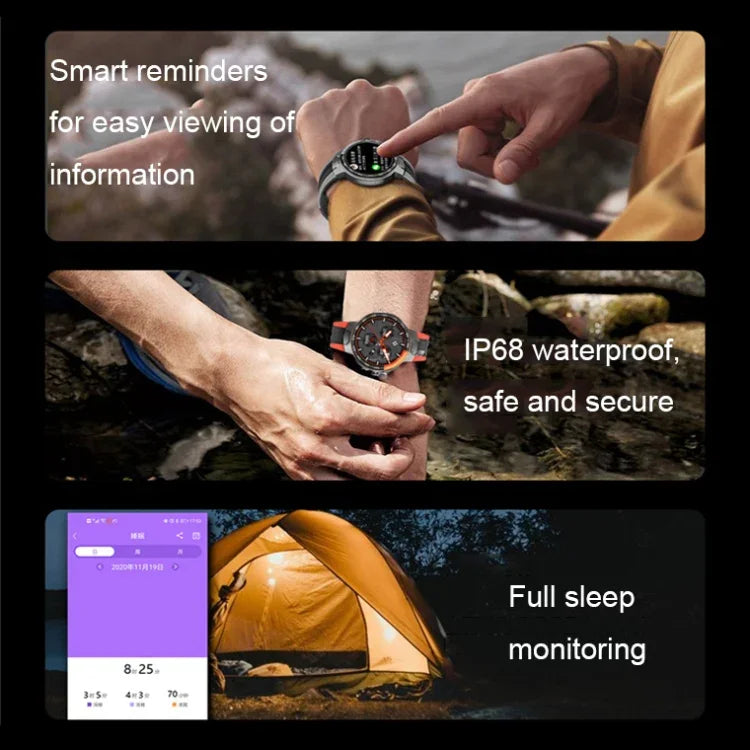 Wearkey E15 1.28 吋智慧心率監測觸控螢幕手錶，藍色、銀灰色、橘色