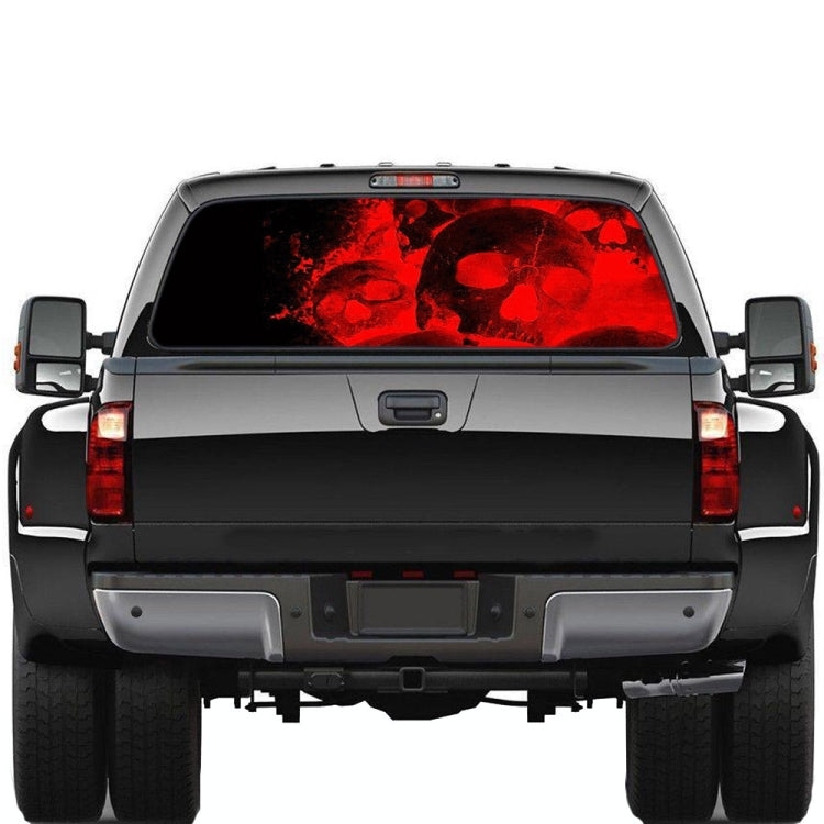 D-954 Flame Skeleton Rear Window Pattern Sticker Truck SUV Behind Wind Glass Stickers, D-954 Red