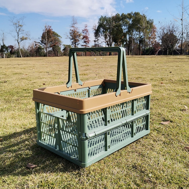 可折疊野餐籃超市購物籃，尺寸：25x30.5x44cm，綠咖啡，藍灰，咖啡配米色