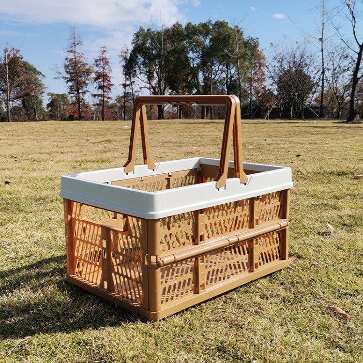 可折疊野餐籃超市購物籃，尺寸：25x30.5x44cm，綠咖啡，藍灰，咖啡配米色