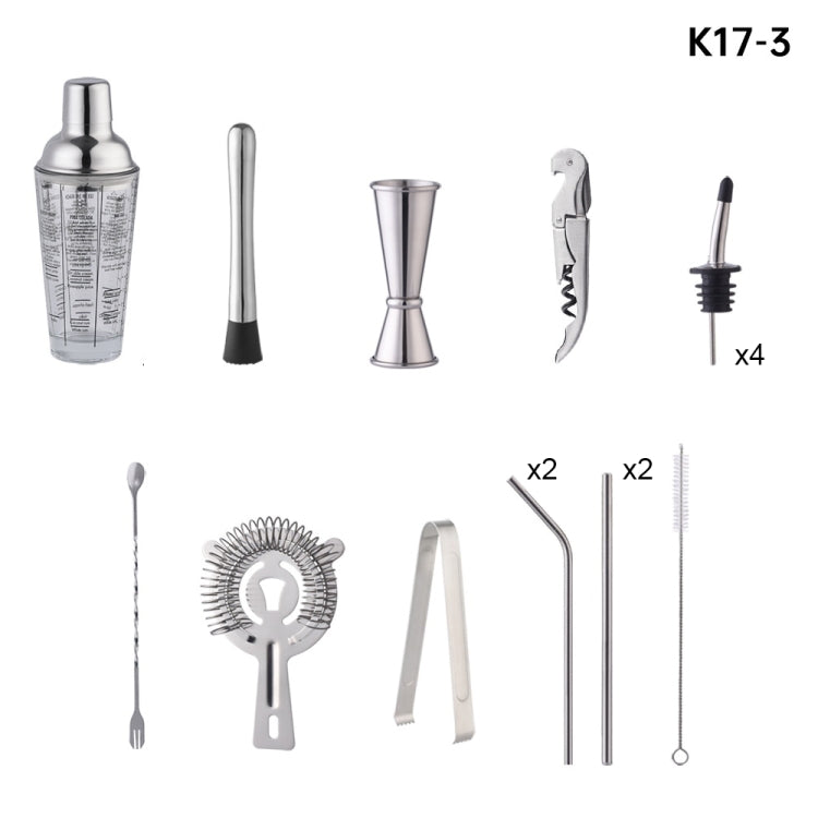 17合1 400ml 玻璃搖杯帶刻度搖杯套裝，K17-3
