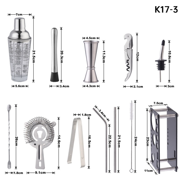 17合1 400ml 玻璃搖杯帶刻度搖杯套裝，K17-3