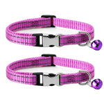 2 PCS Night Reflective Nylon Cat Collar With Bell, No Carving Green, No Carving Sky Blue, No Carving Purple, No Carving Grass Green, No Carving Black, No Carving Rose Red