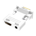 HDMI 母轉 VGA 公帶音訊轉接器電腦螢幕電視投影機轉換器，白色，金色，黑色