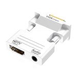 HDMI 母轉 VGA 公帶音訊轉接器電腦螢幕電視投影機轉換器，白色，金色，黑色
