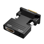 HDMI 母轉 VGA 公帶音訊轉接器電腦螢幕電視投影機轉換器，白色，金色，黑色