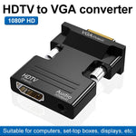 HDMI 母轉 VGA 公帶音訊轉接器電腦螢幕電視投影機轉換器，白色，金色，黑色