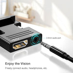 HDMI 母轉 VGA 公帶音訊轉接器電腦螢幕電視投影機轉換器，白色，金色，黑色