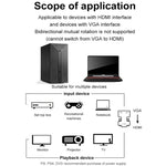 HDMI 母轉 VGA 公帶音訊轉接器電腦螢幕電視投影機轉換器，白色，金色，黑色