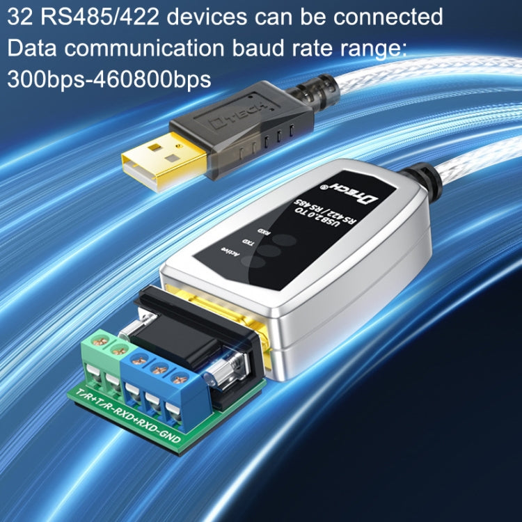 DTECH DT-5119 0.5米 USB 轉 RS485/422 工業轉換器串列通訊轉接器，DT-5119 0.5米