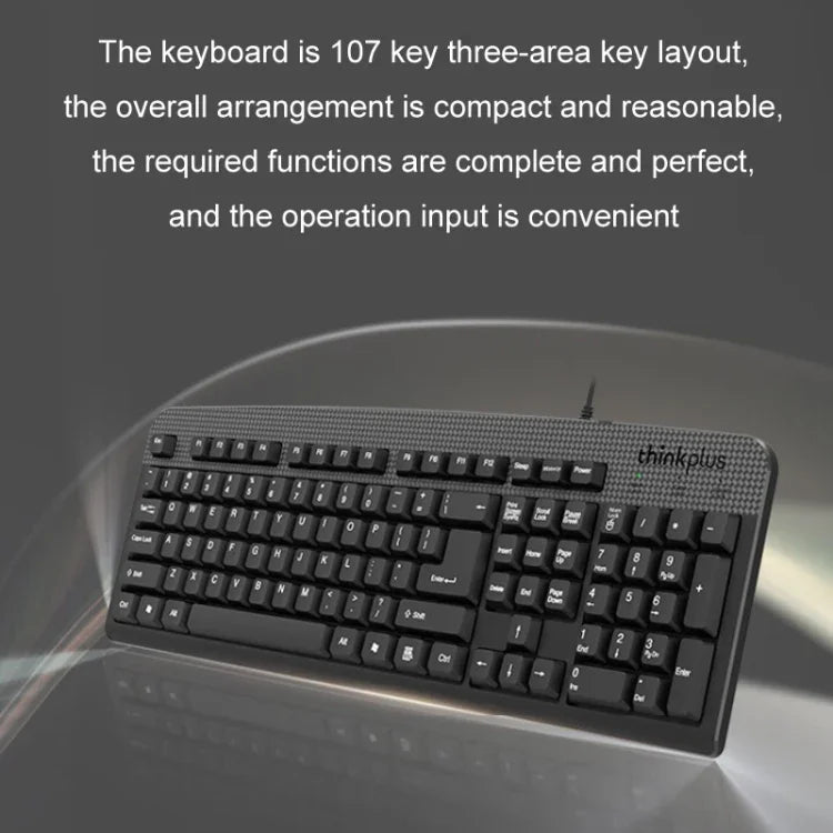 Lenovo Thinkplus USB 有線辦公鍵盤與滑鼠組合，KM130 Pro