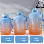 大容量漸層吸管杯運動水壺帶刻度，1500ml，2300ml，3800ml