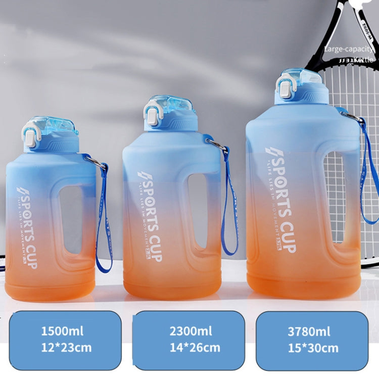 大容量漸層吸管杯運動水壺帶刻度，1500ml，2300ml，3800ml