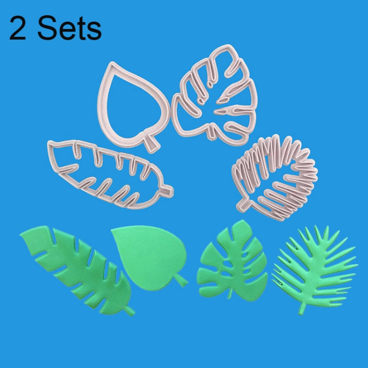 2套4合1熱帶葉翻糖蛋糕模具餅乾模具，熱帶葉