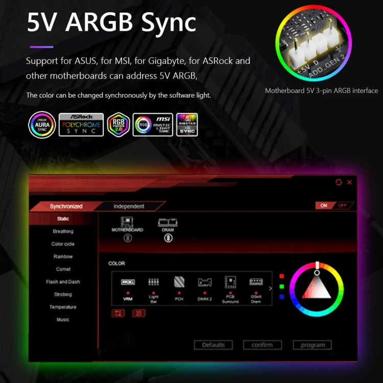 ARGB 機殼燈條電腦裝飾矽膠 LED 燈條, Y360 圓形