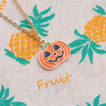 2 Sets Halloween Ghost Pumpkin Pendant Necklace Ears Personality Jewelry, Pumpkin