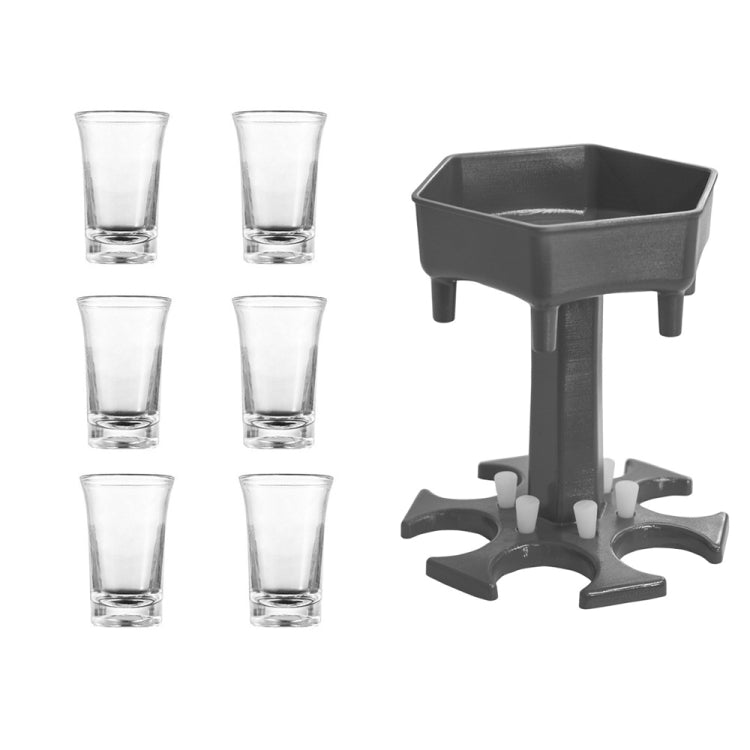 酒吧派對六杯六角形酒瓶分酒器，灰色+6透明杯、藍色+6透明杯、灰色+6彩色杯、藍色+6彩色杯