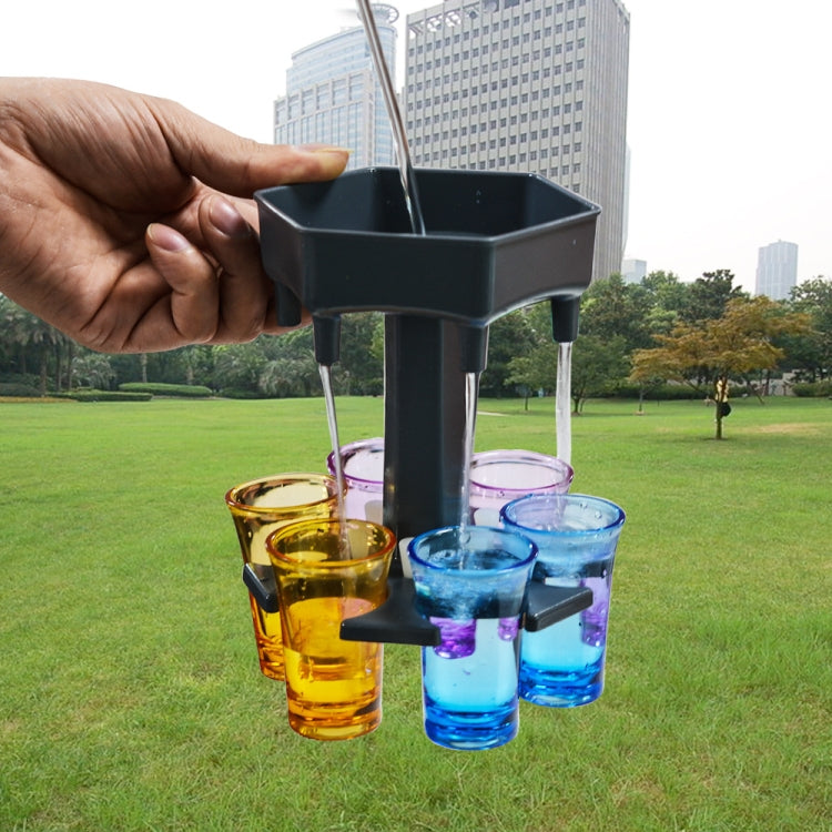 酒吧派對六杯六角形酒瓶分酒器，灰色+6透明杯、藍色+6透明杯、灰色+6彩色杯、藍色+6彩色杯