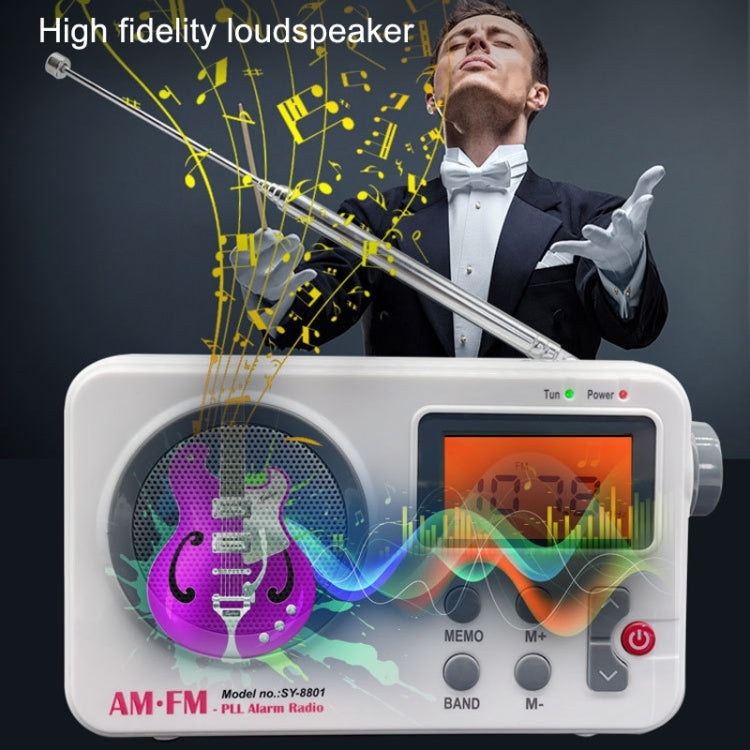 SY-8801 便攜復古收音機高清液晶螢幕重低音短波收音機，SY-8801