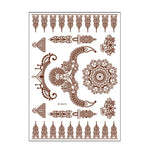 5片半永久棕紅色防水蕾絲紋身貼紙，208 x 148mm