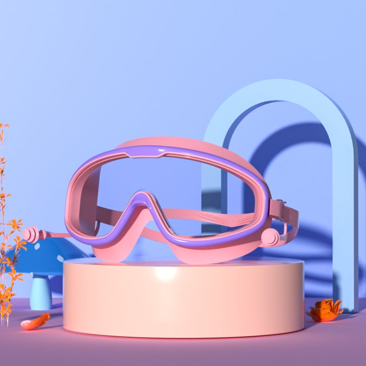 大框防水防霧高清透明兒童游泳護目鏡，高清透明游泳護目鏡（白色），高清透明游泳護目鏡（粉色），高清透明游泳護目鏡（藍黃），高清透明游泳護目鏡（藍白）
