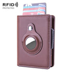 X-80 RFID 防盜刷紋皮革卡片夾，適用於 AirTag 第二代 / AirTag 第一代，黑色、藍色、咖啡色、杏色、碳纖維黑