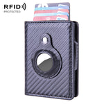 X-80 RFID 防盜刷紋皮革卡片夾，適用於 AirTag 第二代 / AirTag 第一代，黑色、藍色、咖啡色、杏色、碳纖維黑