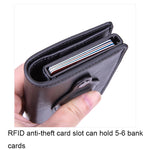X-80 RFID 防盜刷紋皮革卡片夾，適用於 AirTag 第二代 / AirTag 第一代，黑色、藍色、咖啡色、杏色、碳纖維黑
