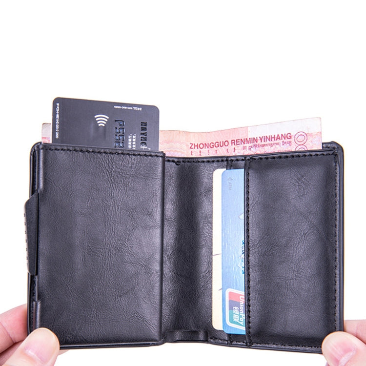 X-80 RFID 防盜刷紋皮革卡片夾，適用於 AirTag 第二代 / AirTag 第一代，黑色、藍色、咖啡色、杏色、碳纖維黑