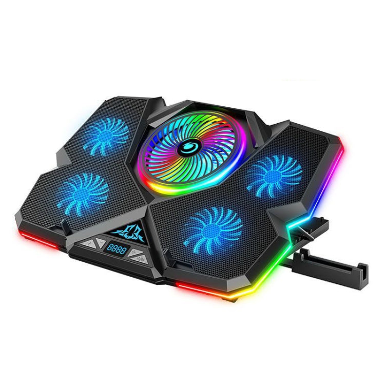 CoolCold 五風扇 2 USB埠 筆記型電腦散熱器 遊戲筆電散熱架，版本：，觸控交響藍