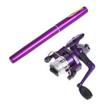 LEO 筆型釣魚竿與旋轉捲線器便攜口袋釣魚裝備，H8022G 金色，H8022PU 紫色，H8022R 紅色，H8022 銀色，H8022B 黑色，H8022BL 藍色